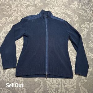 Kenneth Cole Men's XL Blue Full Zip Mock Neck Sweater Casual Standard